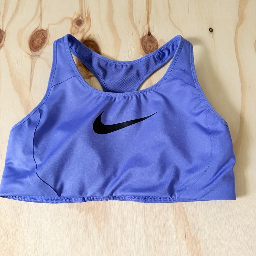 Nike Womens Swoosh Medium Support Racerback Sports Bra Purple Size Large